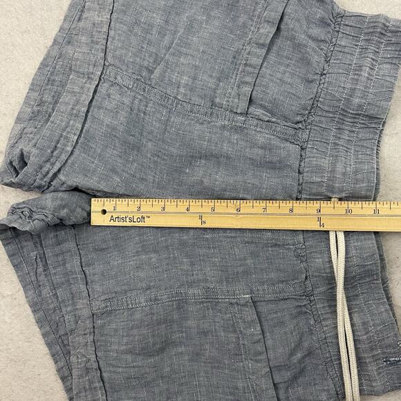 Athleta Cabo Linen Shorts Womens Size 6 Blue Elastic Waist Drawstring 4" Inseam - Picture 6 of 11